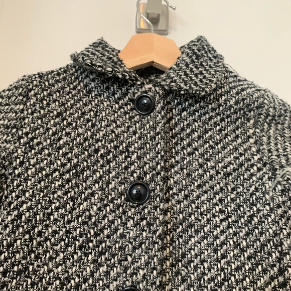 Black & White Button Up Tweed Trench Coat - Picture 3 of 8